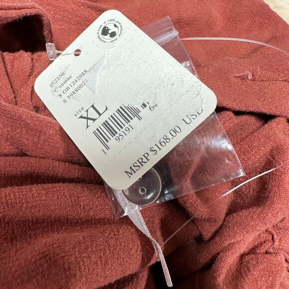 Free People NWT Sienna Smocked Jumpsuit Sumac Size XL Elastic Waist Rope Belt - Picture 7 of 10